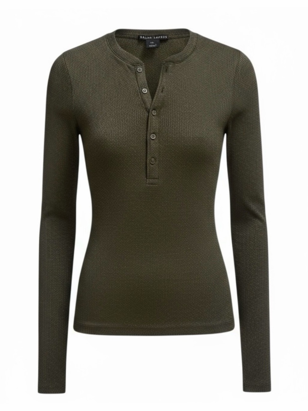 NEW Ralph Lauren Black Label Military Green Long Sleeve Henley Shirt Size Small
